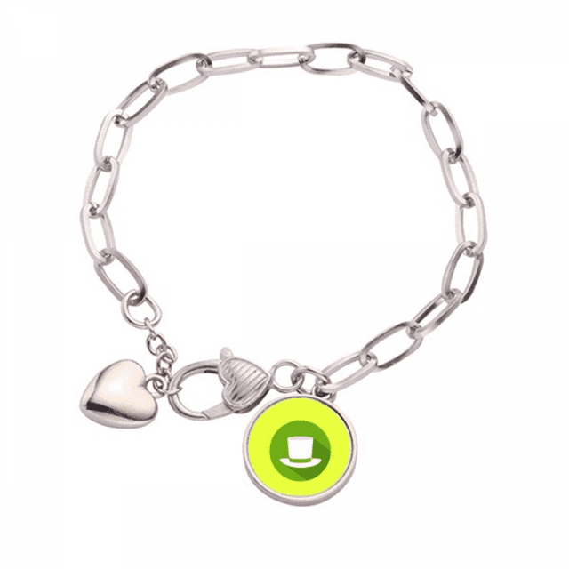 Contorno circular. Sombrerero. Pulsera de cadena de corazón joyería encanto moda