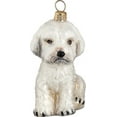 thumbnail image 2 of White Maltipoo Dog Polish Glass Ornament And Dog Bone Shape Brass Stand Set Of 2, 2 of 3