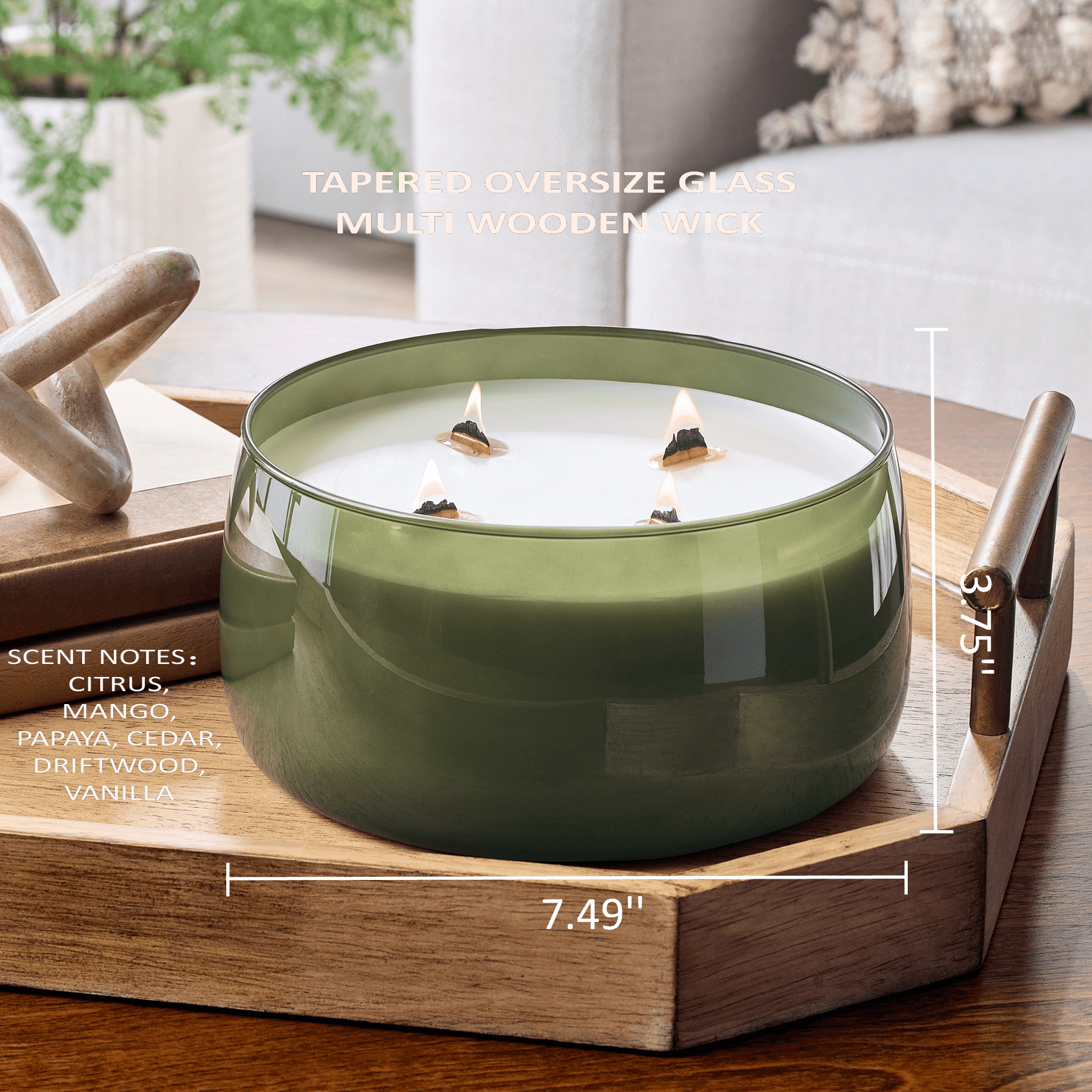 Better Homes & Gardens Coastal Cove Scented Wooden 4-Wick Glass Jar Candle, 60 oz