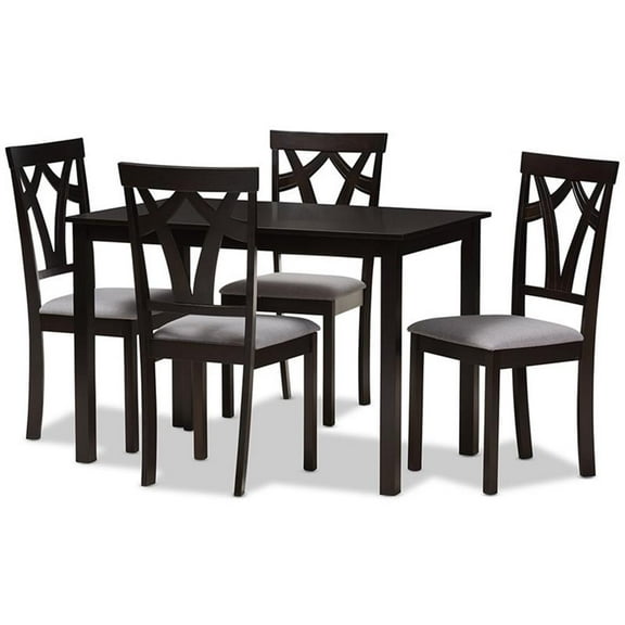 Bowery Hill 5 Piece Dining Set in Gray and Dark Brown