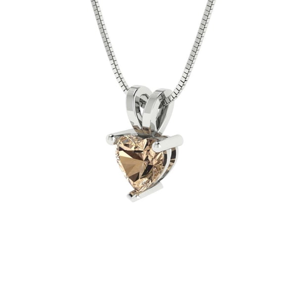 0.5 ct Brilliant Heart Cut Solitaire VVS1 Genuine Yellow Moissanite Solid 14k White Solid Gold Everyday Affordable Designer Necklace Pendant with 16" Solid Gold Chain by Clara Pucci