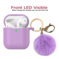 thumbnail image 5 of Njjex Case Skin for Airpods 1 & 2 & Pro, Silicone Charging Case Cute Cover with Golden Keychain + Soft Fur Ball for airpods 1st & 2nd & 3rd -Purple, 5 of 7