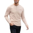 thumbnail image 2 of Timegard Long Sleeve Shirts for Men Fall Casual Breathable Button V Neck Shirts with Pocket Golf Work Solid Color Tee(Khaki,M), 2 of 7