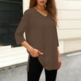 thumbnail image 4 of ClodeEU Women's 3/4 Sleeve V-Neck T-Shirt ,Casual Fashion Loose Tunic Tops Brown,Womens Plus M, 4 of 6