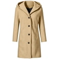 thumbnail image 6 of Rutainlusire Ladies Long Hooded Coat, Button Down Wool Blend Jacket with Pockets, Relaxed Fit Warm Overcoat for Fall Winter Outings, 6 of 6