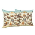 thumbnail image 3 of Ambesonne Cat Throw Pillow Cover Pack of 2, Summer Kittens Sandy Beach Fun, 2 Pcs-18"x18", Beige Orange Pale Blue, 3 of 5