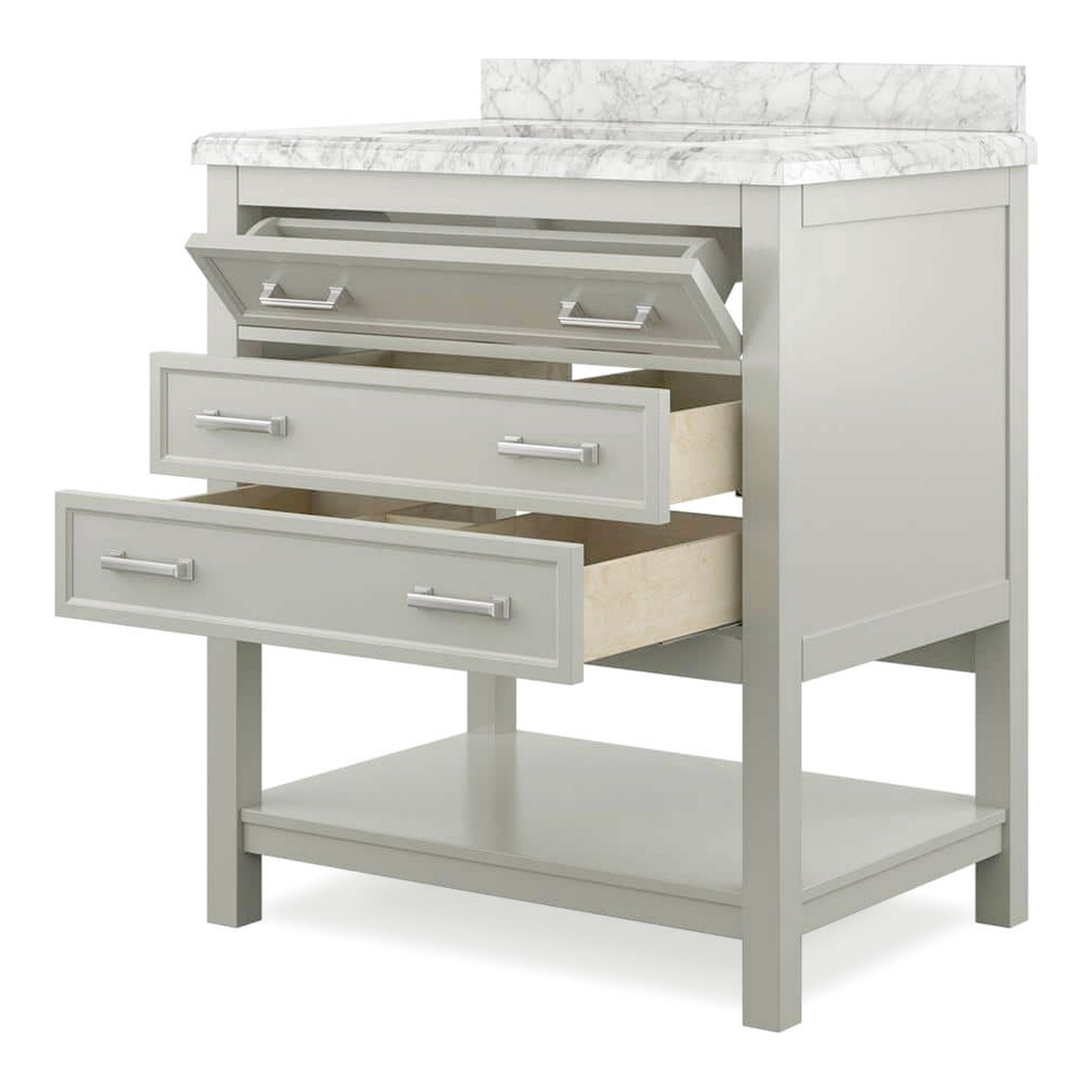 Furniture of America Freya 31" Gray Single Bathroom Vanity with White Carrera Marble Top and Undermount Sink