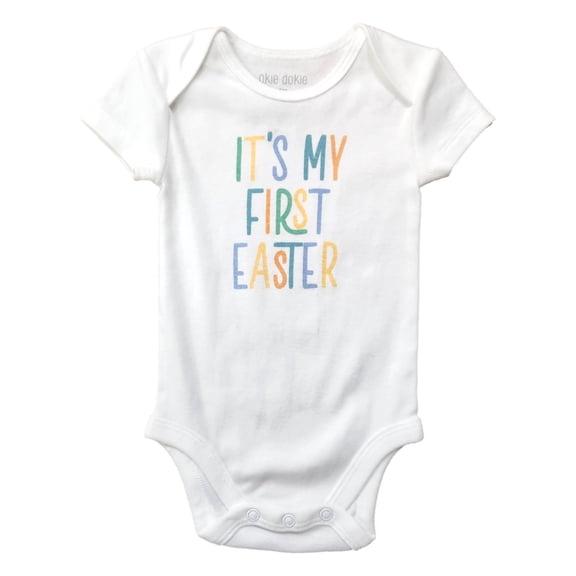Infant Boys White Short Sleeve First Easter Romper Bodysuit Size 6 Months