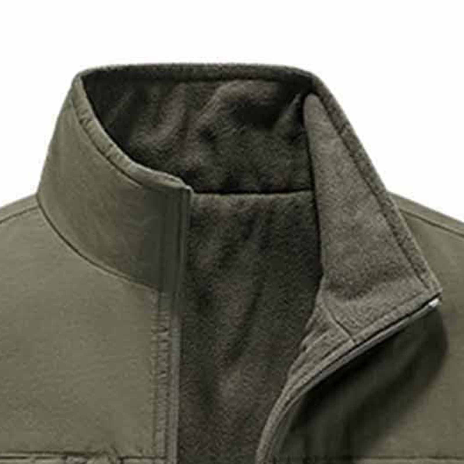 RYDCOT Men's Running Vest Outerwear, Zip up Winter Warm Vests Lightweight Waterproof Fleece-Lined Softshell Sleeveless Jacket for Golf Army Green
