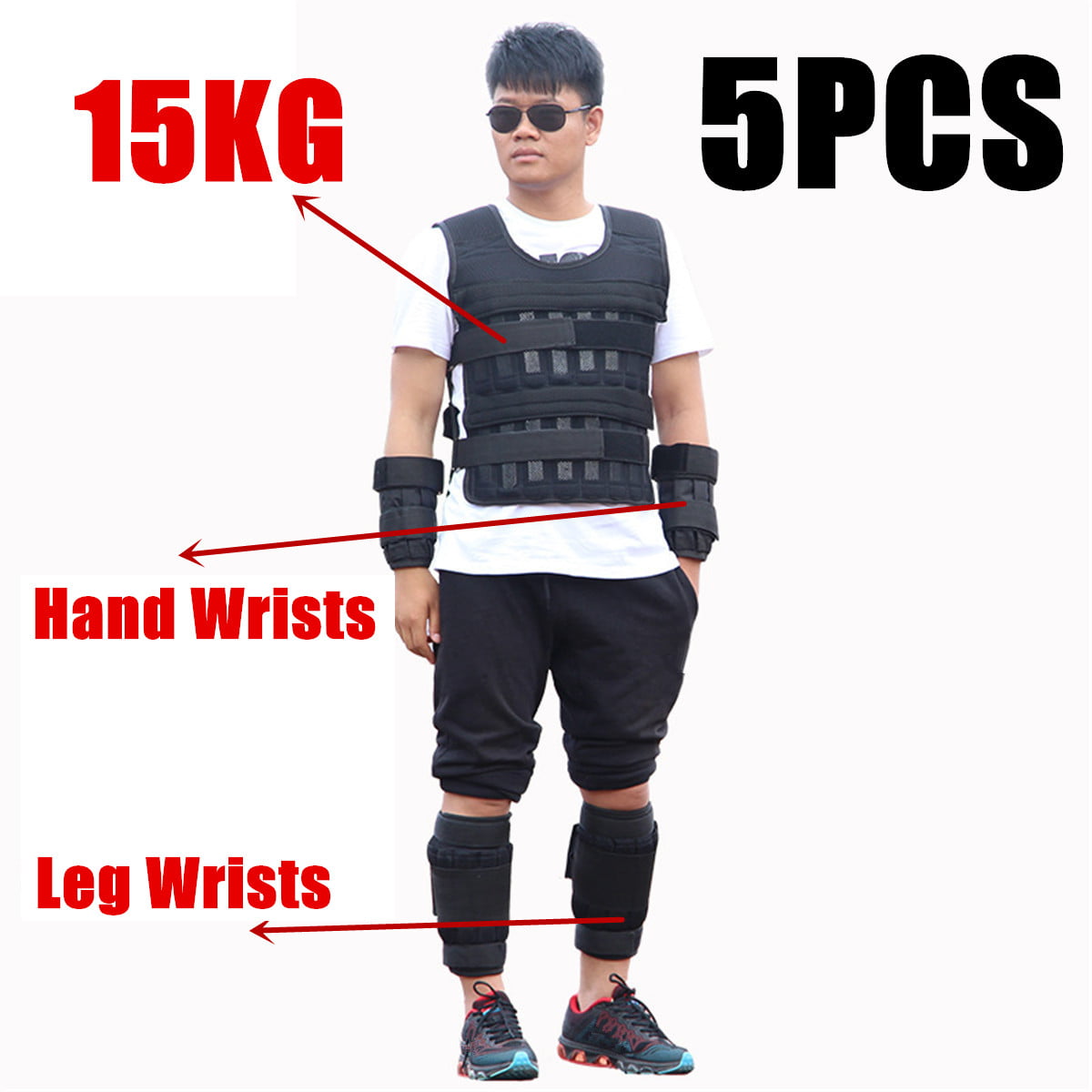 15KG/30KG Adjustable Weighted Vest Boxing Weight Training Sport Exercise 