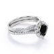 thumbnail image 3 of JeenMata Anillo Nupcial con Pavé Infinito de Moissanita y Diamantes Negros Cultivados en Laboratorio de Talla Cojín de 1,5 Quilates Engastado en Oro Blanco de 18 K sobre Plata, 3 of 6