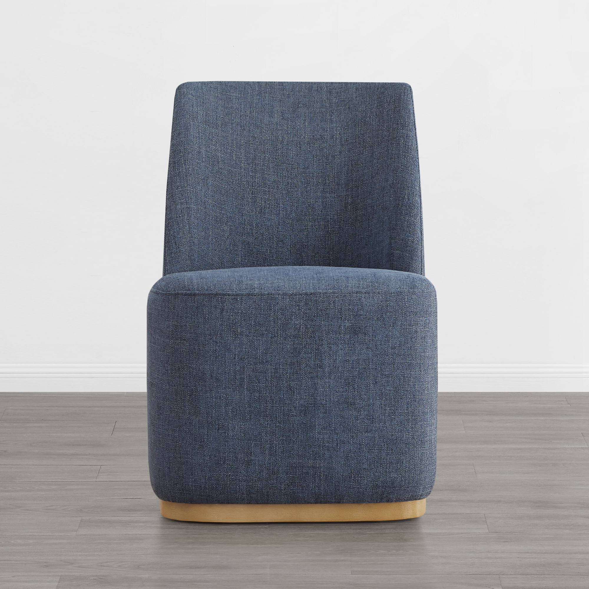 Spruce & Spring Modern Upholstered Dining Chair with Hidden Casters & Wood Base Set of 2, Blue