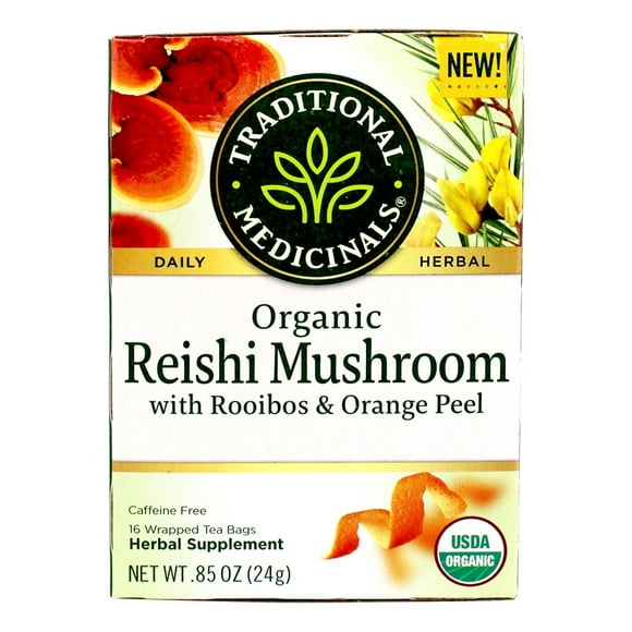 Traditional Medicinals - Organic Reishi Mushroom Tea with Rooibos & Orange Peel - 16 Tea Bags