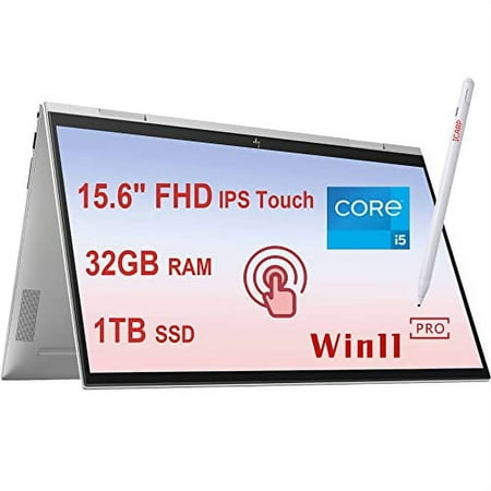 HP Envy X360 15 2-in-1 Business Laptop 15.6" FHD IPS Touchscreen 11th Gen Intel Quad-Core i5-1135G7 (Beats i7-1065G7) 32GB RAM 1TB SSD Backlit KB Fingerprint B&O Audio HDMI Win11 Pro Silver + Pen