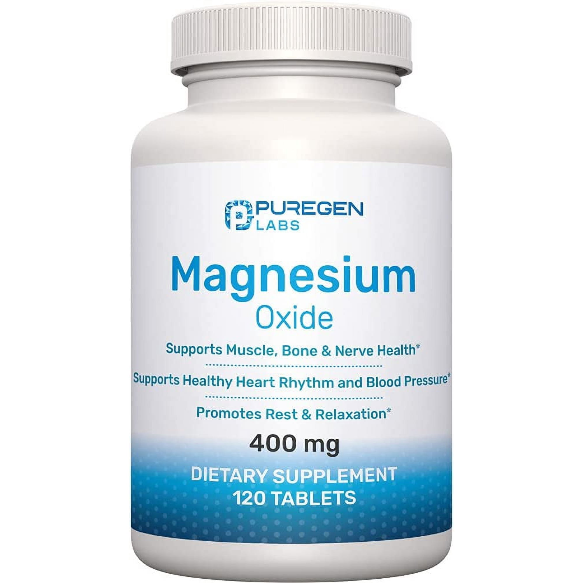 Magnesium 400mg [High Potency] Supplement – Magnesium Oxide for Immune Support, Muscle Recovery, Leg Cramps and Relaxation 120 Tablets