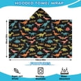 thumbnail image 2 of Black Cartoon Dinosaurs Names Pattern Hooded Bath Towel，60"x35" for Ages 3 To 12 Kids, Quick Dry Lightweight Soft Microfiber Hood Beach Towel Cover Up for Kids, 2 of 7