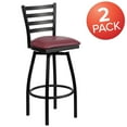 thumbnail image 2 of Flash Furniture 2 Pack HERCULES Series Black Ladder Back Swivel Metal Barstool - Burgundy Vinyl Seat, 2 of 8