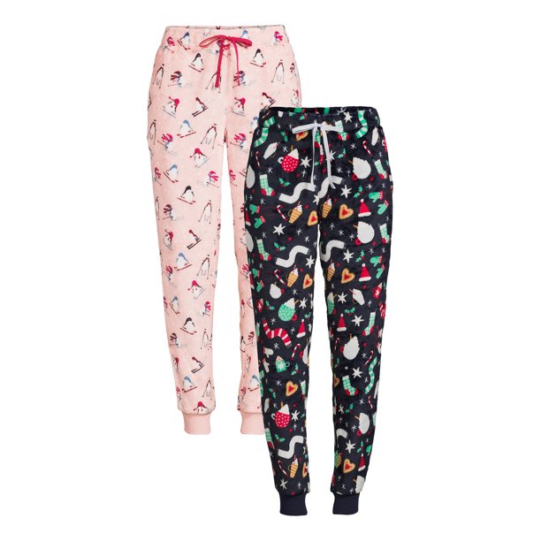 Joyspun Women's Superminky Fleece Sleep Pants, 2Pack, Sizes up to 3X