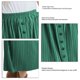 thumbnail image 5 of Falda larga para mujer Falda larga plisada frontal con botones de cintura alta elástica informal para mujer Verde oscuro M, 5 of 6