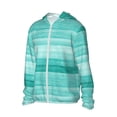 thumbnail image 3 of Goofa Teal Turquoise Printed Women's UPF 50+ Sun Protection Hoodie Jacket Lightweight Long Sleeve Sun Shirt for Women with Pocket Hiking Outdoor-, 3 of 9