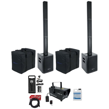 Rockville DJ Package w/ (2) TITAN PORTABLE ARRAY Speakers+Microphone+LED Fogger