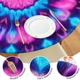 thumbnail image 4 of Colorful Tie Dye Mandala Pattern Round Fitted Tablecloth with Elastic Edge,Dining Table Cover Waterproof,Outdoor Round Tablecloth for Camping,Dining,Indoor and Outdoor, 4 of 7