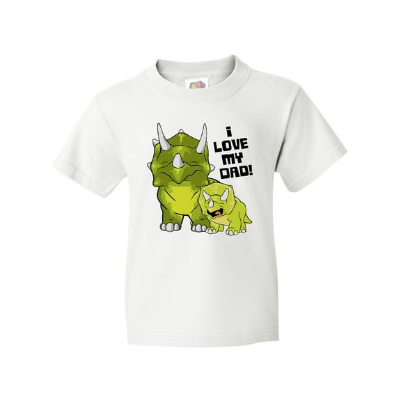 Inktastic I Love my Dad with Baby and Daddy Triceratops Youth T-Shirt