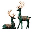 thumbnail image 1 of 2 figuras de ciervo, esculturas de reno, adornos de mesa, regalos, pareja de animales, alce Verde, 1 of 9
