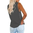 thumbnail image 4 of Zunfeo Women Tank Tops Summer Casual Strapless Solid Slim Fit Tops Trendy Sleeveless V Neck PulloverT-Shirts Blosue- Dark Gray Size 2XL, 4 of 9