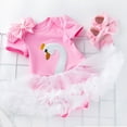thumbnail image 3 of Mercatoo Baby Girls Rompers Set Swan Print Mesh Tulle Dress Jumpsuits+ Headband + Shoes Toddler Summer Bodysuit Outfits, 3 of 4