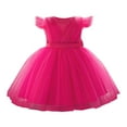 thumbnail image 2 of NAISIBABY Toddler Girls Princess Dress, Back Bow Zipper Ruffles Sleeve Tutu Mesh Pageant Birthday Wedding Party Dress Hot Pink 9Months, 2 of 9