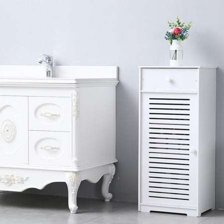Wooden Shutters For Patio Doors Ktaxon Bedroom Nightstands Side of Beds Organizer Set with Drawer and Single Shutter Door Wooden White ()