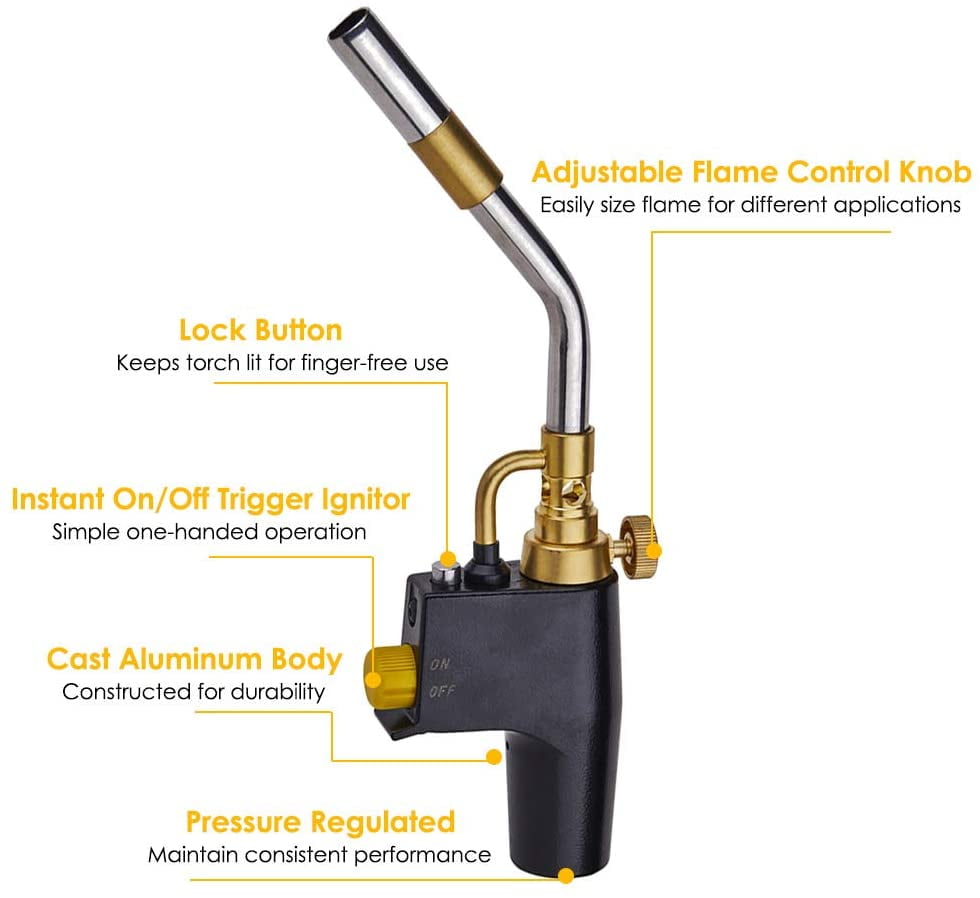 TEHAUX Trigger Start Torch Portable Oxygen Free Welding Torch Propane Mapp Torch for Gas Welding Stripping Paint Searing Steak TEHAUX Trigger Start Torch Portable Oxygen Free Welding Torch Propane Mapp Torch for Gas Welding Stripping Paint Searing Steak