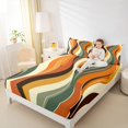 thumbnail image 4 of jejeloiu Vintage Striped Print Bed Sheets,Abstract Geometric Pattern King Sheets,Multicolor Waves Lines Sheet Set For Adult,Breathable Home Decor,4 Pieces, 4 of 7