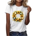 thumbnail image 2 of Hfnxid Eggs Graphic Tees for Women Funny Sunflower Printed Short Sleeve Shirt Lemon Flower Crew Neck Top Lightweight Breathable Vacation T-shirt Multicolor L, 2 of 5