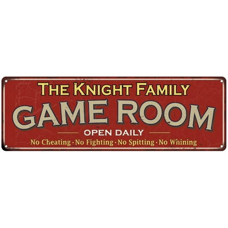 - The Knight Family Game Room Red Vintage Look Metal 6x18 Sign Family Name 6188551