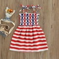 thumbnail image 3 of Vêtements pour Bébés Filles Fête de l'Indépendance Ensemble Robe Imprimée Drapeau Star Bretelles Justaucorps, 3 of 6