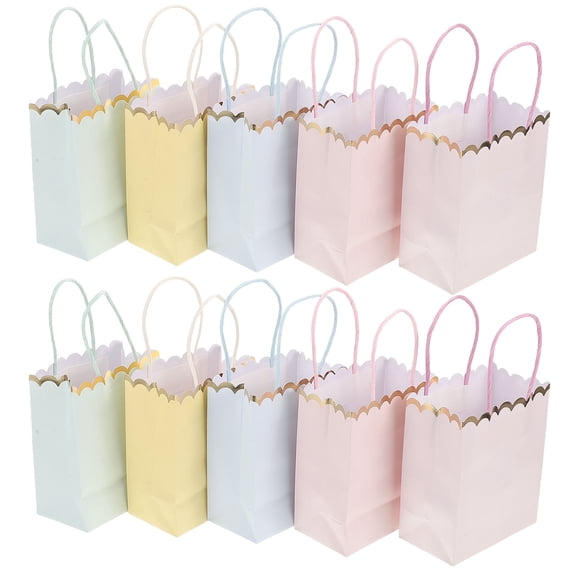 LOLIPPYY 10pcs Colorful Paper Treat Bags for Baby Showers with Scalloped Edge Assorted Color Design