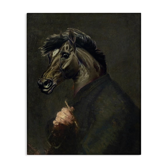 Stupell Industries Horse Painter Portrait Novelty & Humor Painting Wrapped Canvas Art Print Wall Art, 16 x 20