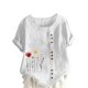 thumbnail image 1 of Camisetas de Manga Corta para las Mujeres Impreso Botón de Manga Corta Camiseta Blusa Poliéster, Ropa Casual Mirar Superior para las Mujeres, 1 of 8