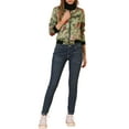 thumbnail image 3 of MODA NOVA Juniors Stand Collar Zip up Floral Prints Crop Length Bomber Jacket, 3 of 7