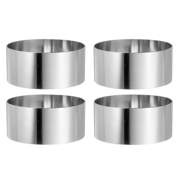 4PCS Round Cake Ring 4 x 2 Inch Stainless Steel Pastry Mousse Dessert Ring for Baking Cooking Making Tool