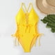 thumbnail image 5 of MKLEKYY Trajes De Baños Women Sexy Lace Up 1 Piece Swimsuit Deep V Neck Bathing Suits, 5 of 6