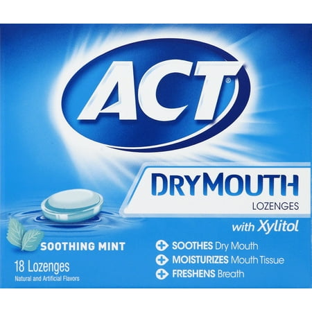 ACT Dry Mouth Soothing Mint Lozenges with Xylitol, 18ct