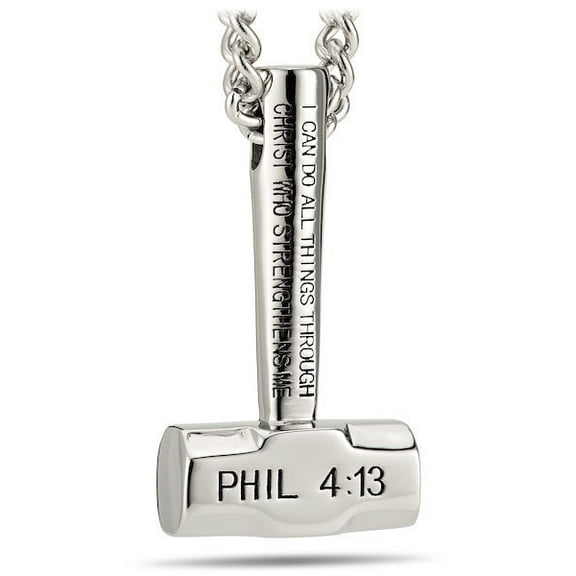 Men's Stainless Sledgehammer Pendant Necklace-Phil 4:13 by Shields of Strength