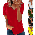 thumbnail image 4 of SHEOWO Plus Size T-Shirts for Women V Neck Short Sleeve Tee Fashion Solid Color Loose Blouse, 4 of 6