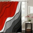 thumbnail image 2 of Red Shower Curtain, Red Grey Black Ombre Aqua Beach Waves Abstract Ocean Modern Bathroom Curtain Home Decor Waterproof Fabric Machine Washable with 12 PCS Hooks,72" Wx84 L, 2 of 6