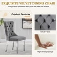 thumbnail image 4 of 9-Piece Dining Table Set, 94" Tempered Glass Top, Irregular Stainless Steel Base, 8 Velvet Dining Chairs with Tufted Backrests and Nailhead Trim, for Living Room, Kitchen, Conference Room, 4 of 7