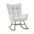 thumbnail image 4 of Nursery Rocking Chair, Modern Faux Fur Upholstered Rocker Glider Chair with High Backrest and Metal Base for Bedroom Living Room Offices, White, 4 of 9