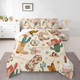thumbnail image 2 of jejeloiu Beige Cowgirl Western Queen Comforter Set Kids,Desert Boot Print Bedding Comforter Set,Reversible,3-Piece, 2 of 8